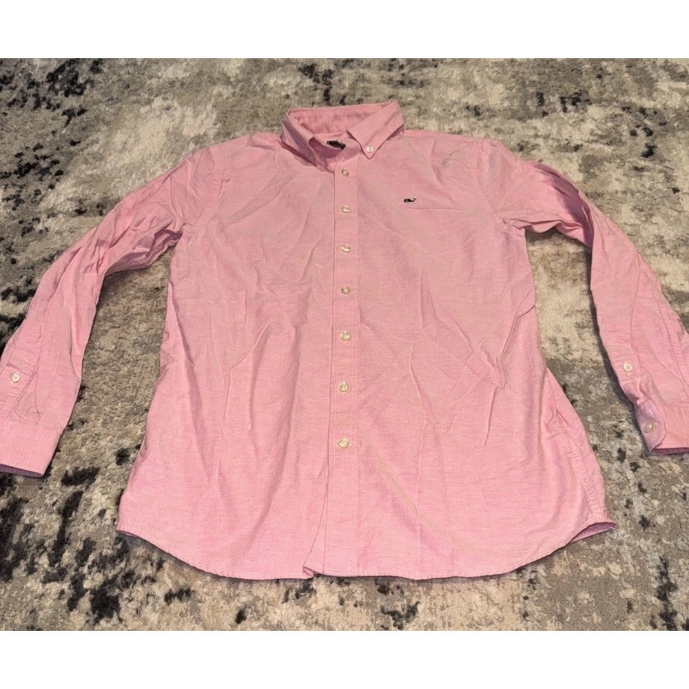 Vineyard Vines Whale Shirt Boys Youth Sz XL X-large (18) Pink Long Sleeve Button